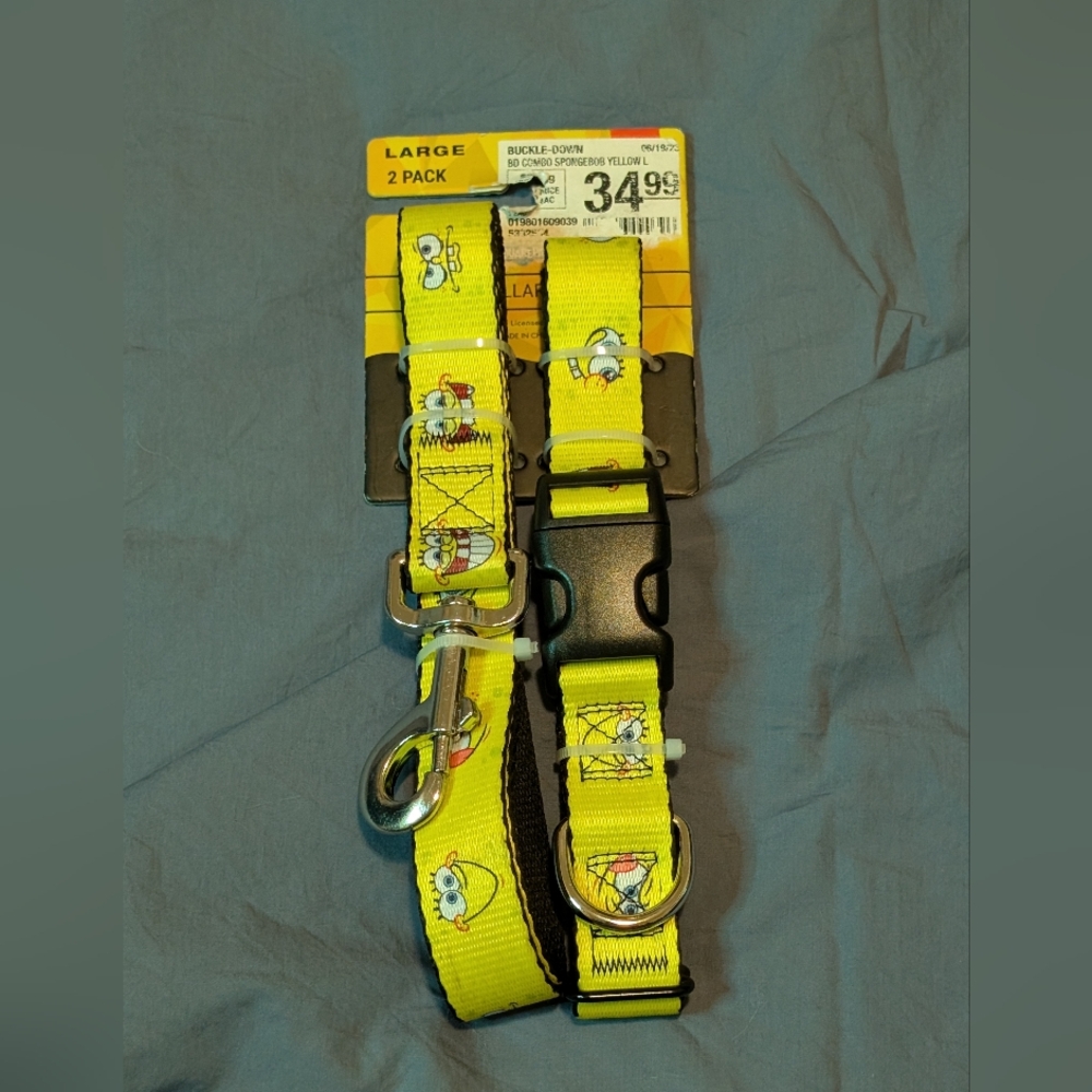 Buckle-Down SpongeBob Leash And Collar, Size Large